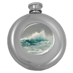 Big Storm Wave Round Hip Flask (5 Oz) by uniart180623