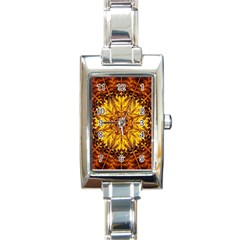 Abstract Gold Mandala Yellow Rectangle Italian Charm Watch by uniart180623