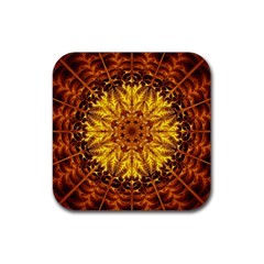 Abstract Gold Mandala Yellow Rubber Coaster (square) by uniart180623