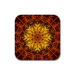 Abstract Gold Mandala Yellow Rubber Square Coaster (4 pack) Front