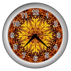 Abstract Gold Mandala Yellow Wall Clock (silver) by uniart180623