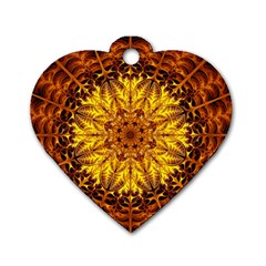 Abstract Gold Mandala Yellow Dog Tag Heart (two Sides) by uniart180623