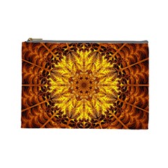 Abstract Gold Mandala Yellow Cosmetic Bag (large) by uniart180623