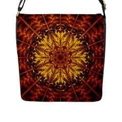 Abstract Gold Mandala Yellow Flap Closure Messenger Bag (l) by uniart180623