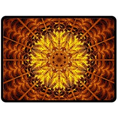 Abstract Gold Mandala Yellow Two Sides Fleece Blanket (large) by uniart180623