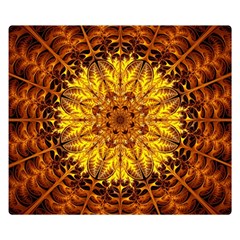 Abstract Gold Mandala Yellow Two Sides Premium Plush Fleece Blanket (small) by uniart180623