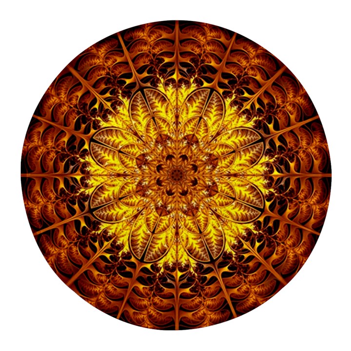 Abstract Gold Mandala Yellow Round Glass Fridge Magnet (4 pack)