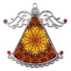 Abstract Gold Mandala Yellow Metal Angel With Crystal Ornament