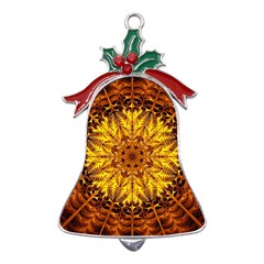 Abstract Gold Mandala Yellow Metal Holly Leaf Bell Ornament by uniart180623