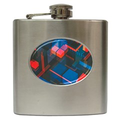 Minimalist Abstract Shaping Abstract Digital Art Minimalism Hip Flask (6 Oz) by uniart180623