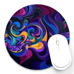 Colorful Waves Abstract Waves Curves Art Abstract Material Material Design Round Mousepad by uniart180623