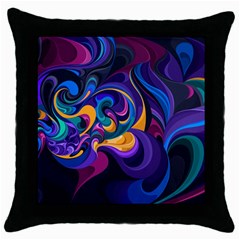 Colorful Waves Abstract Waves Curves Art Abstract Material Material Design Throw Pillow Case (black) by uniart180623