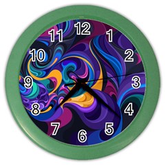 Colorful Waves Abstract Waves Curves Art Abstract Material Material Design Color Wall Clock by uniart180623