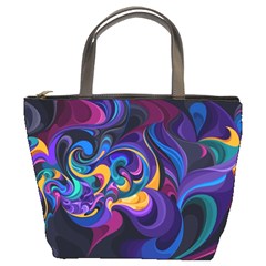 Colorful Waves Abstract Waves Curves Art Abstract Material Material Design Bucket Bag by uniart180623