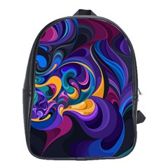 Colorful Waves Abstract Waves Curves Art Abstract Material Material Design School Bag (large) by uniart180623