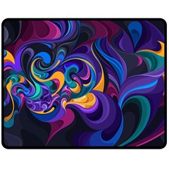 Colorful Waves Abstract Waves Curves Art Abstract Material Material Design Two Sides Fleece Blanket (medium) by uniart180623