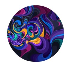 Colorful Waves Abstract Waves Curves Art Abstract Material Material Design Mini Round Pill Box (pack Of 5) by uniart180623