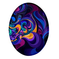 Colorful Waves Abstract Waves Curves Art Abstract Material Material Design Oval Glass Fridge Magnet (4 Pack) by uniart180623