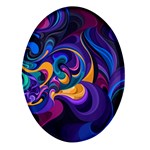 Colorful Waves Abstract Waves Curves Art Abstract Material Material Design Oval Glass Fridge Magnet (4 pack) Front