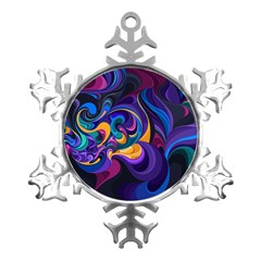 Colorful Waves Abstract Waves Curves Art Abstract Material Material Design Metal Small Snowflake Ornament by uniart180623