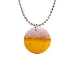 Beer Texture Liquid Bubbles 1  Button Necklace by uniart180623