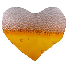 Beer Texture Liquid Bubbles Large 19  Premium Flano Heart Shape Cushions by uniart180623