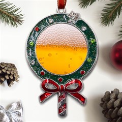 Beer Texture Liquid Bubbles Metal X mas Lollipop With Crystal Ornament