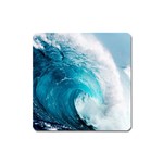 Tsunami Big Blue Wave Ocean Waves Water Square Magnet Front