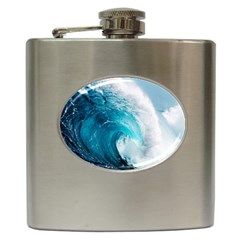 Tsunami Big Blue Wave Ocean Waves Water Hip Flask (6 Oz) by uniart180623