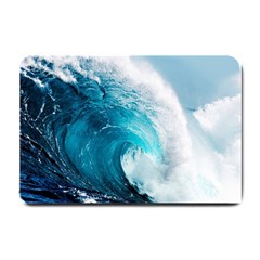 Tsunami Big Blue Wave Ocean Waves Water Small Doormat by uniart180623