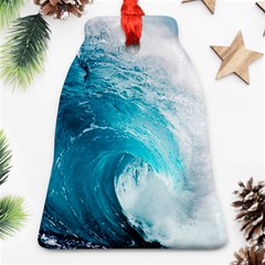 Tsunami Big Blue Wave Ocean Waves Water Ornament (bell) by uniart180623