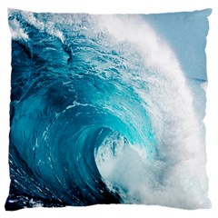 Tsunami Big Blue Wave Ocean Waves Water Large Cushion Case (two Sides) by uniart180623