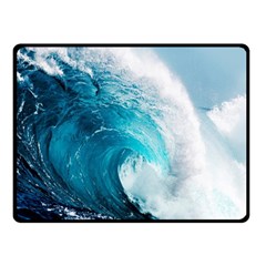 Tsunami Big Blue Wave Ocean Waves Water Two Sides Fleece Blanket (small) by uniart180623