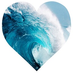 Tsunami Big Blue Wave Ocean Waves Water Wooden Puzzle Heart by uniart180623