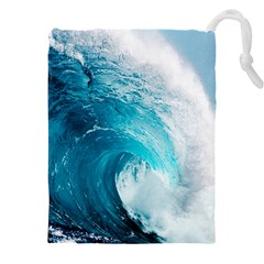 Tsunami Big Blue Wave Ocean Waves Water Drawstring Pouch (4xl) by uniart180623