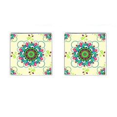 Mandala Flowers Abstract Butterflies Floral Pattern Summer Cufflinks (square) by uniart180623