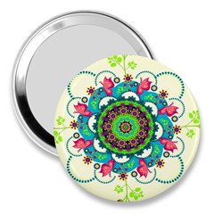 Mandala Flowers Abstract Butterflies Floral Pattern Summer 3  Handbag Mirrors by uniart180623