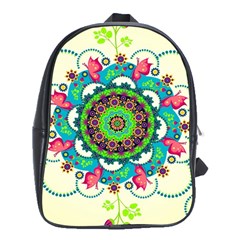 Mandala Flowers Abstract Butterflies Floral Pattern Summer School Bag (xl) by uniart180623