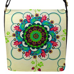 Mandala Flowers Abstract Butterflies Floral Pattern Summer Flap Closure Messenger Bag (s) by uniart180623