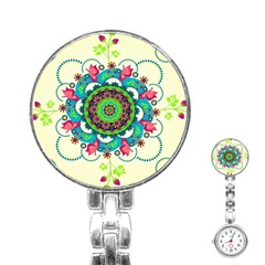 Mandala Flowers Abstract Butterflies Floral Pattern Summer Stainless Steel Nurses Watch by uniart180623