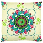 Mandala Flowers Abstract Butterflies Floral Pattern Summer Large Premium Plush Fleece Cushion Case (Two Sides) Front