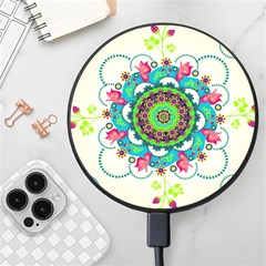 Mandala Flowers Abstract Butterflies Floral Pattern Summer Wireless Fast Charger(black) by uniart180623