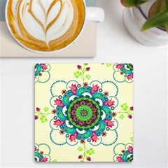 Mandala Flowers Abstract Butterflies Floral Pattern Summer Uv Print Square Tile Coaster  by uniart180623