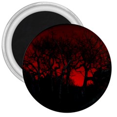 Dark Forest Jungle Plant Black Red Tree 3  Magnets by uniart180623