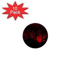 Dark Forest Jungle Plant Black Red Tree 1  Mini Buttons (10 Pack)  by uniart180623