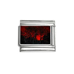 Dark Forest Jungle Plant Black Red Tree Italian Charm (9mm) by uniart180623