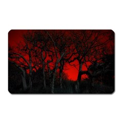 Dark Forest Jungle Plant Black Red Tree Magnet (rectangular) by uniart180623