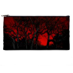 Dark Forest Jungle Plant Black Red Tree Pencil Case by uniart180623