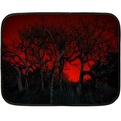 Dark Forest Jungle Plant Black Red Tree Two Sides Fleece Blanket (mini) by uniart180623