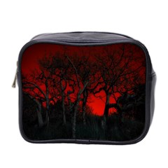 Dark Forest Jungle Plant Black Red Tree Mini Toiletries Bag (two Sides) by uniart180623